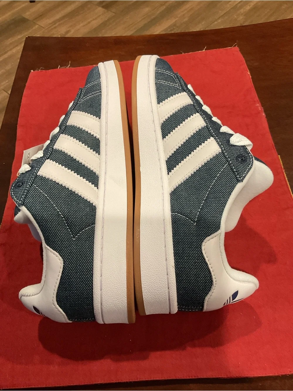 adidas Denim Blue Low-Top Sneakers with White Laces